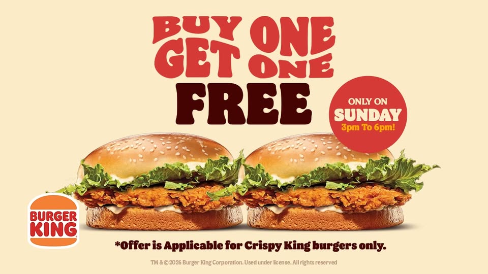 Crispy King Burger Buy 1 Get 1 Free