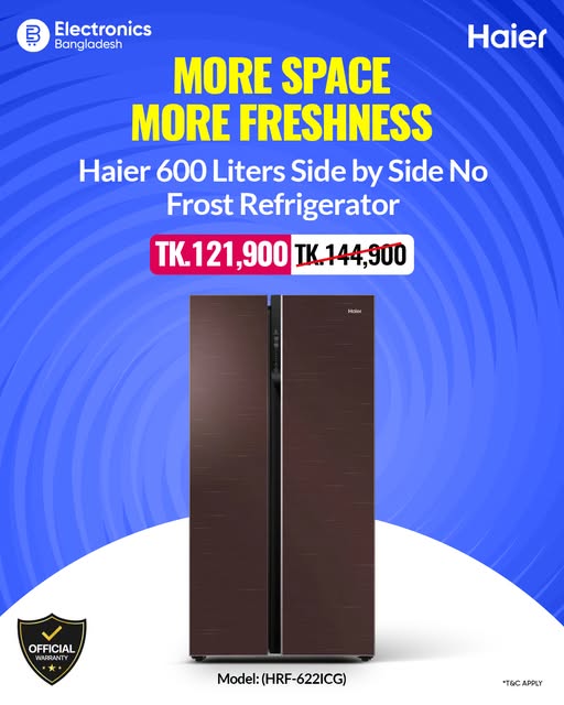 Special Price on Haier 600 Liters Side by Side Refrigerator at Electronics Bangladesh