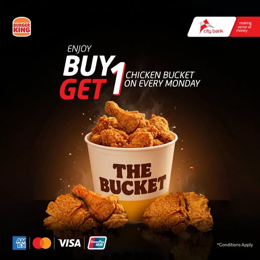 Burger King Buy 1 Get 1 8-Piece Chicken Bucket with City Bank Cards
