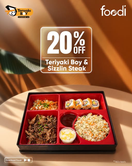 Flat 20% Off at Teriyaki Boy & Sizzlin' Steak