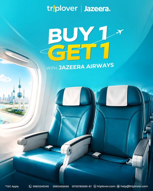 Buy 1 Get 1 Free on Jazeera Airways with Triplover