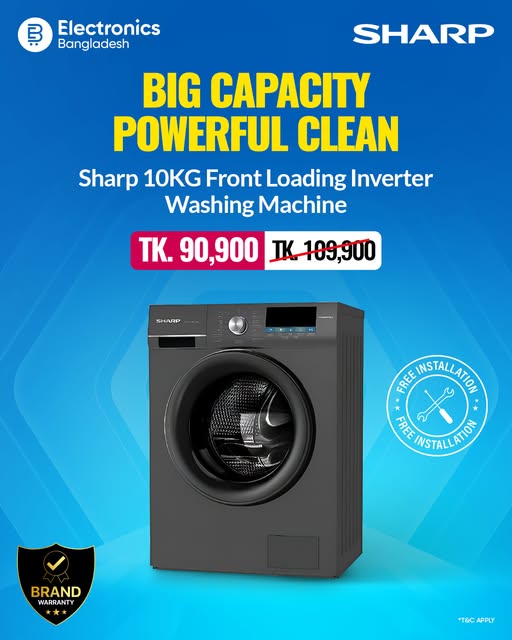 Sharp 10KG Front Loading Inverter Washing Machine Special Price
