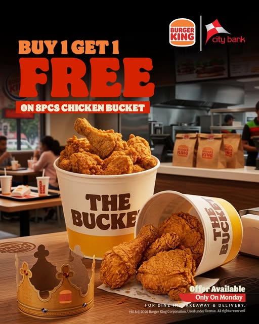 Buy 1 Get 1 Free on 8pcs Fried Chicken Bucket at Burger King