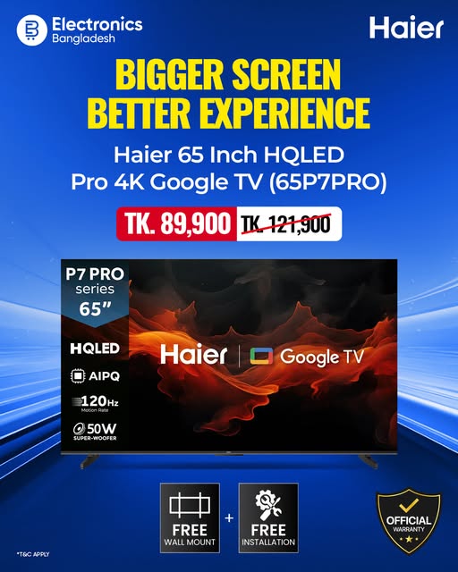 Haier 65” HQLED Pro 4K Google TV Special Price