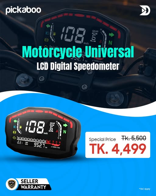 Motorcycle Universal LCD Digital Speedometer at Tk.4,499
