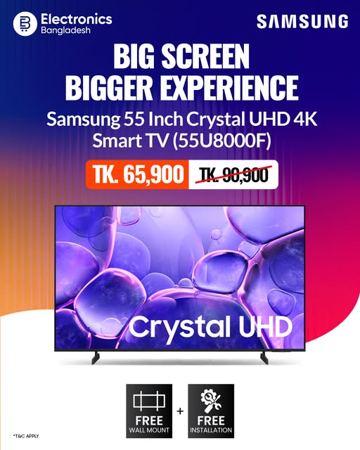 Samsung 55” Crystal UHD 4K Smart TV Special Price