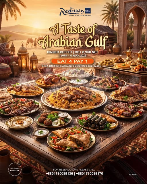 Eat 4 Pay 1 Arabian Gulf Buffet
