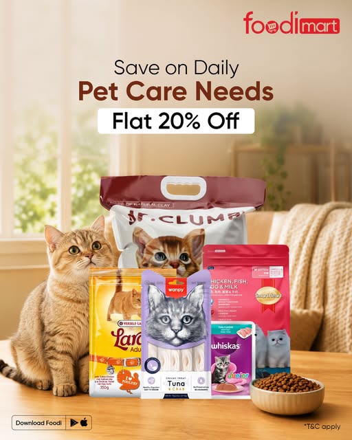 Flat 20% Off Pet Care Needs at Foodimart