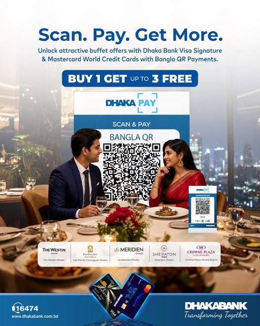 Buy 1 Get up to 3 Free Buffet Offer with Dhaka Bank Credit Cards