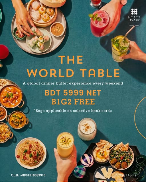 Buy 1 Get 2 Free Weekend Buffet at Hyatt Place Dhaka Uttara