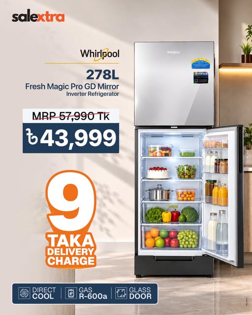 Save ৳13,991 on Whirlpool Fresh Magic Pro 278L Inverter Refrigerator at Salextra