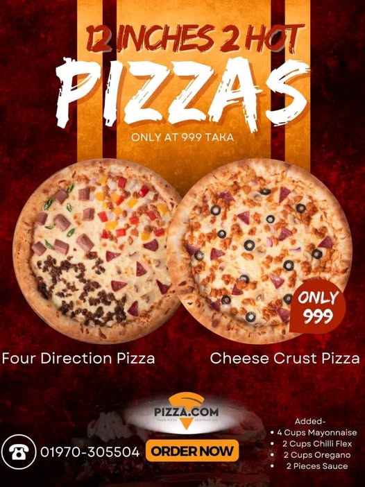 Thursday Dhamaka Offer: 2 Large Pizzas for Tk 999