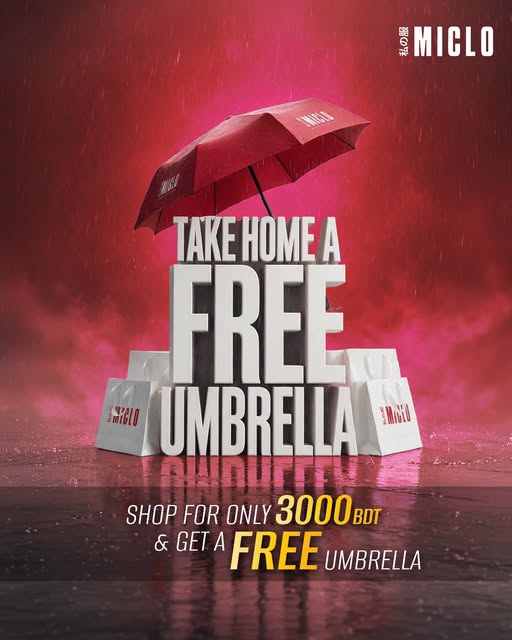Free MICLO Umbrella with BDT 3,000 Purchase