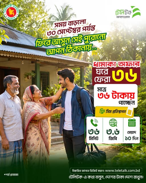 Teletalk 'Ghore Fera 36' Bundle Offer