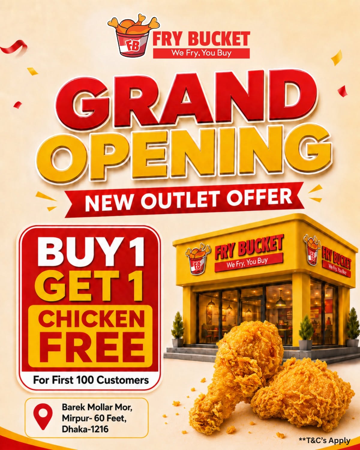 Buy 1 Get 1 Free Chicken – Grand Opening Offer