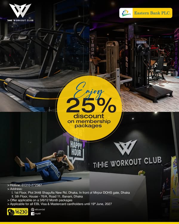 20% off membership packages at The Workout Club with EBL Visa