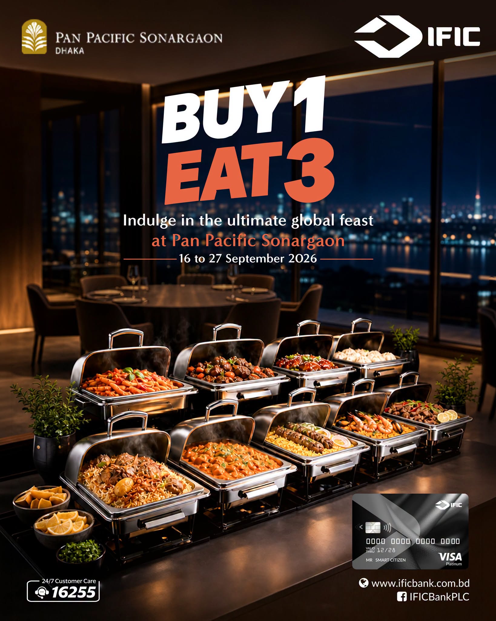 Buy 1 Get 2 Free Buffet at Pan Pacific Sonargaon Dhaka with IFIC Bank Card