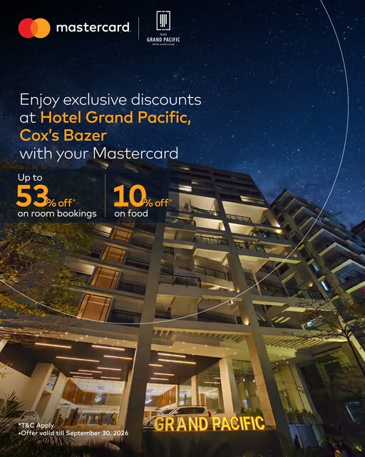 10% off on food at Hotel Grand Pacific, Cox's Bazar with Mastercard
