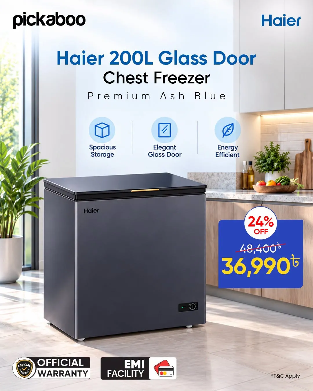 Haier 200L Glass Door Chest Freezer — 24% Off