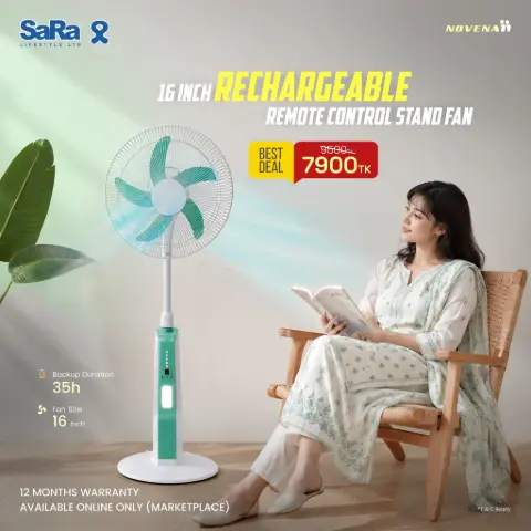 Novena 16 Inch Rechargeable Remote Control Stand Fan