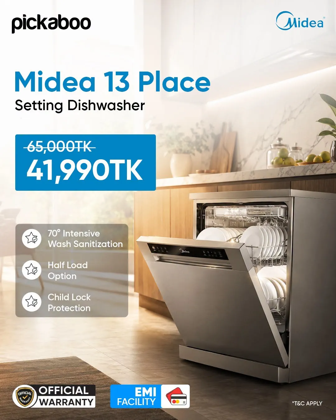 Midea 13 Place Setting Dishwasher — Special Price ৳41,990