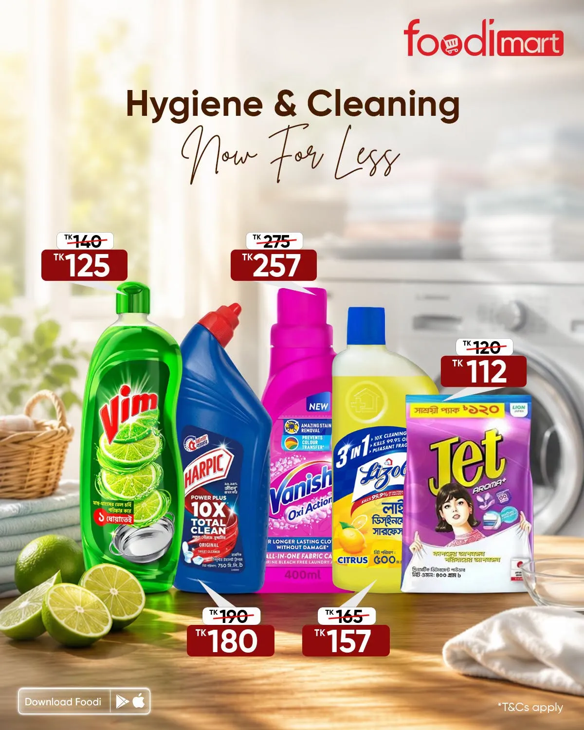 Foodi Mart Hygiene & Cleaning Essentials — From ৳112